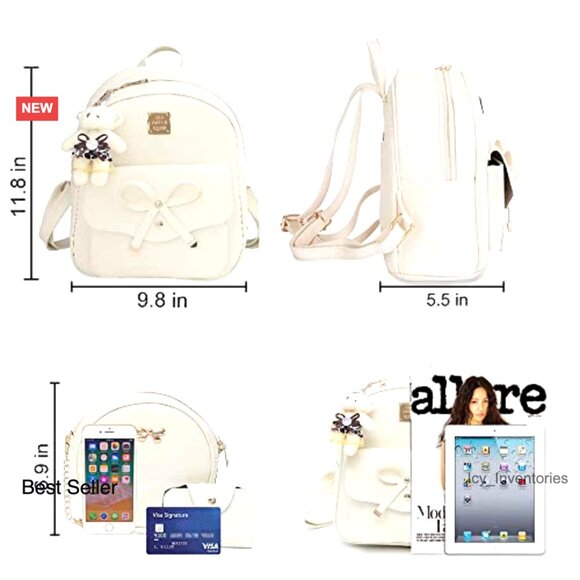 Mini Backpack Purse PU Leather 3-Piece Set Small Fashion Daypack main image 5